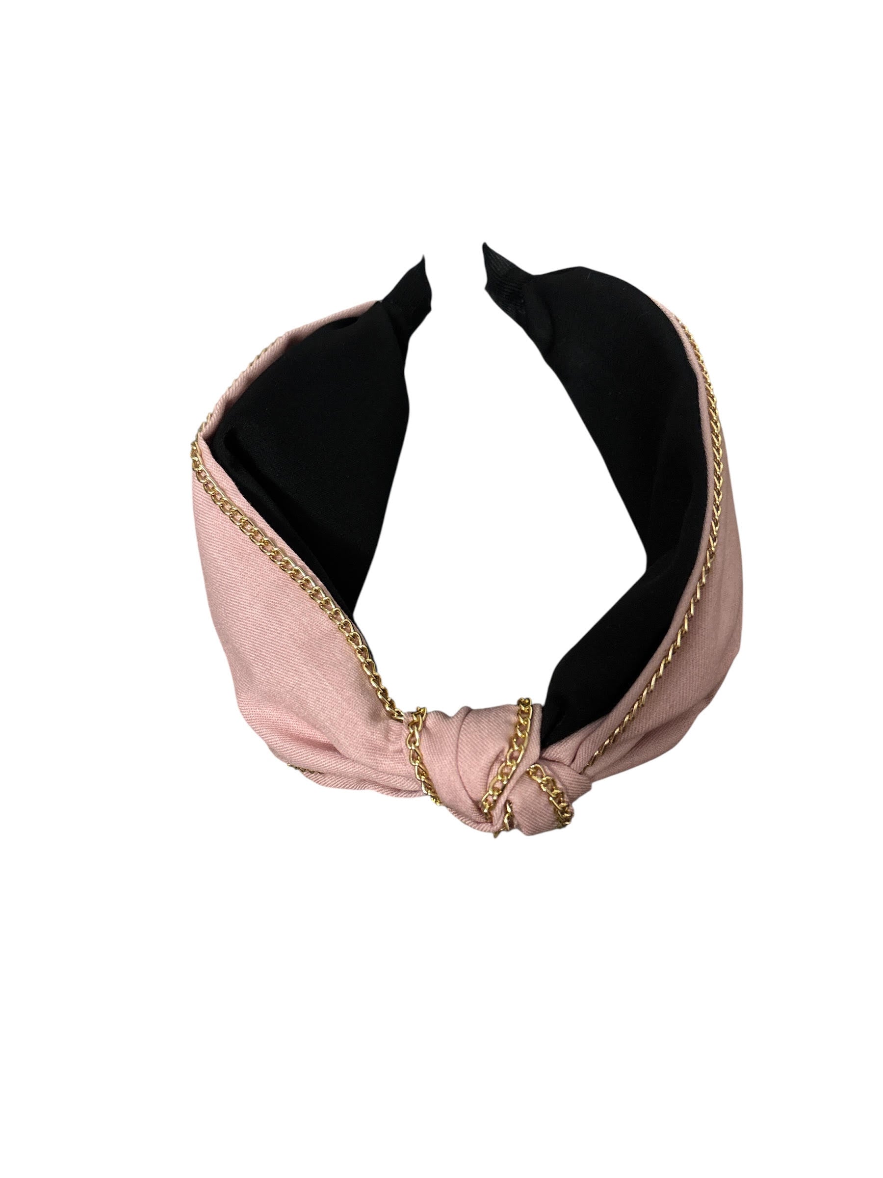 Stylish Denim Knot Headband with Gold Chain