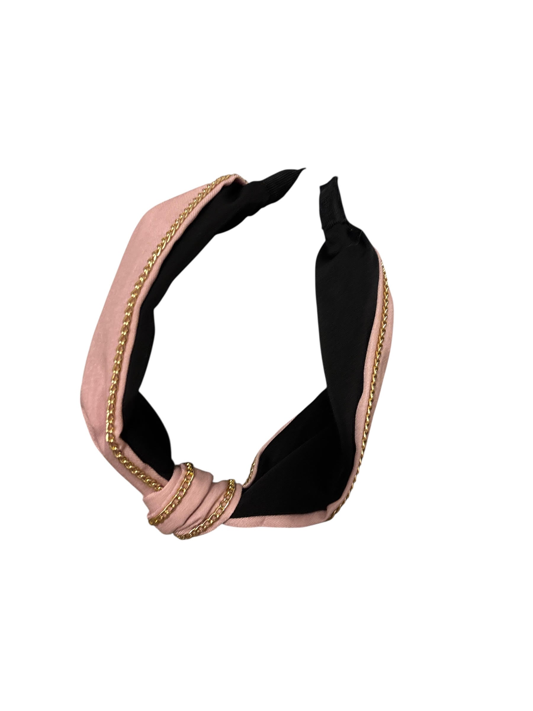 Stylish Denim Knot Headband with Gold Chain