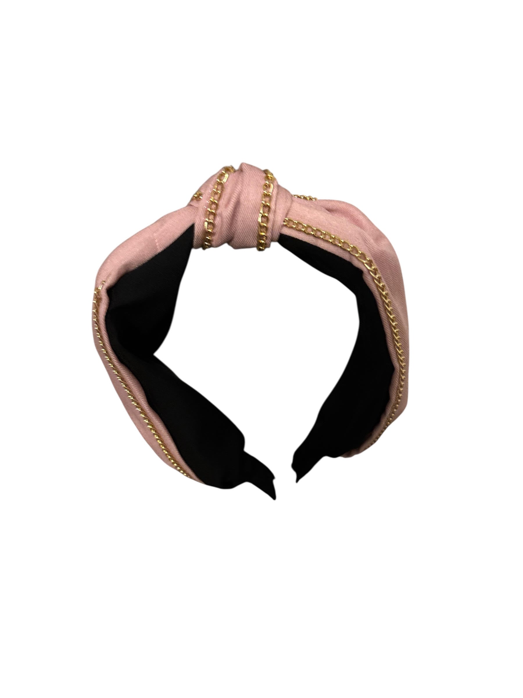 Stylish Denim Knot Headband with Gold Chain