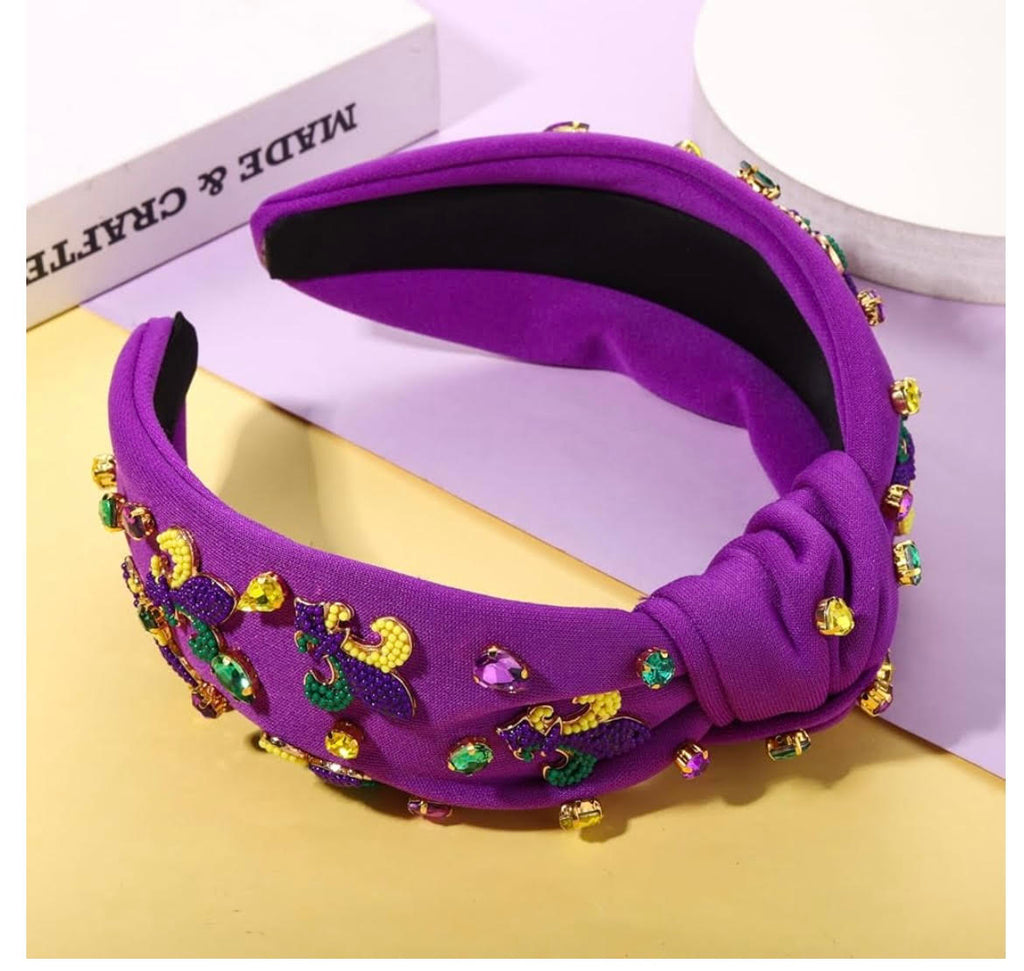 Radiant Jewel Embellished Knotted Headband