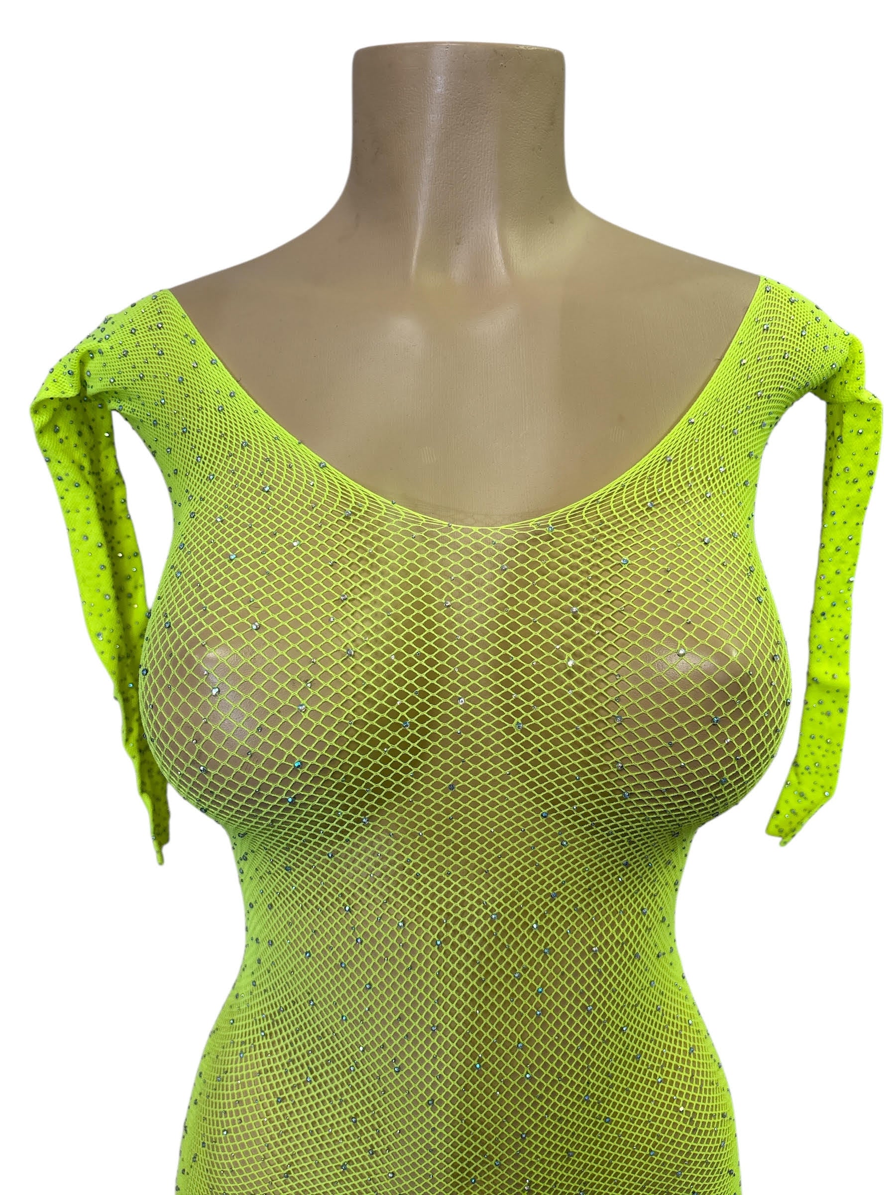 Rhinestone Fishnet Bodysuit