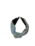 Stylish Denim Knot Headband with Gold Chain