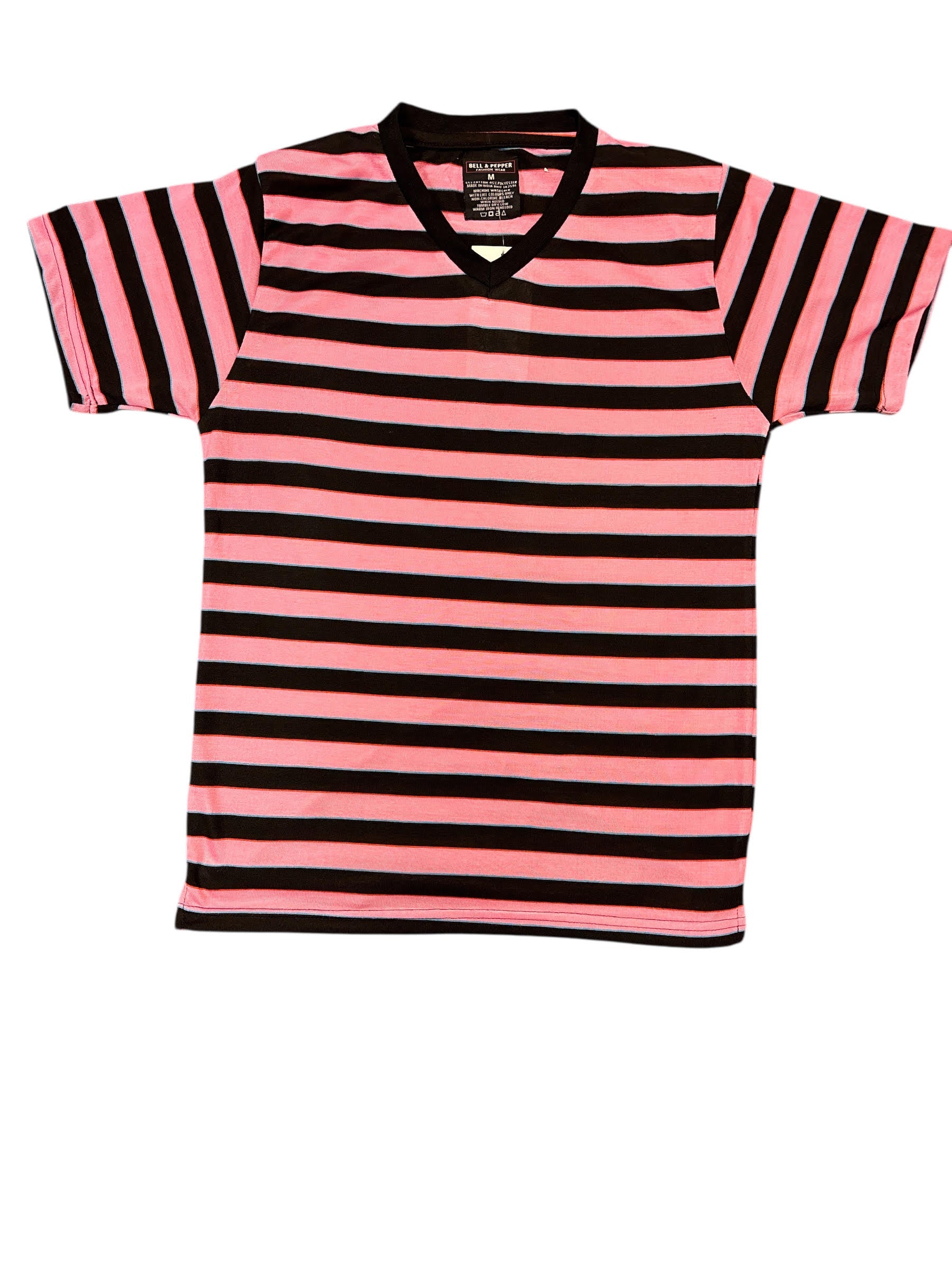 Classic Yellow and Black Striped V-Neck T-Shirt