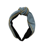 Stylish Denim Knot Headband with Gold Chain