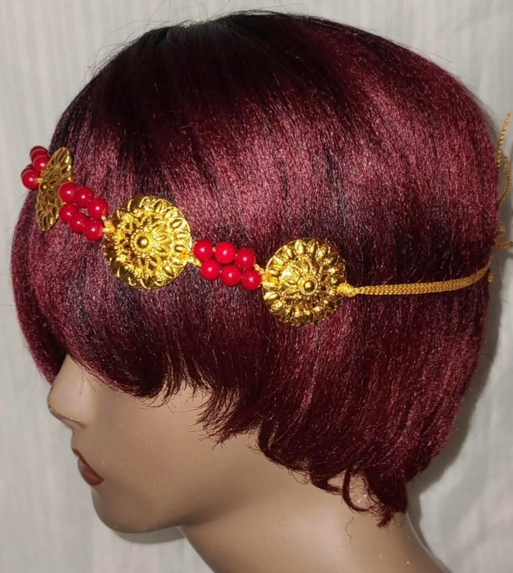 Gold & Green Beaded Headband