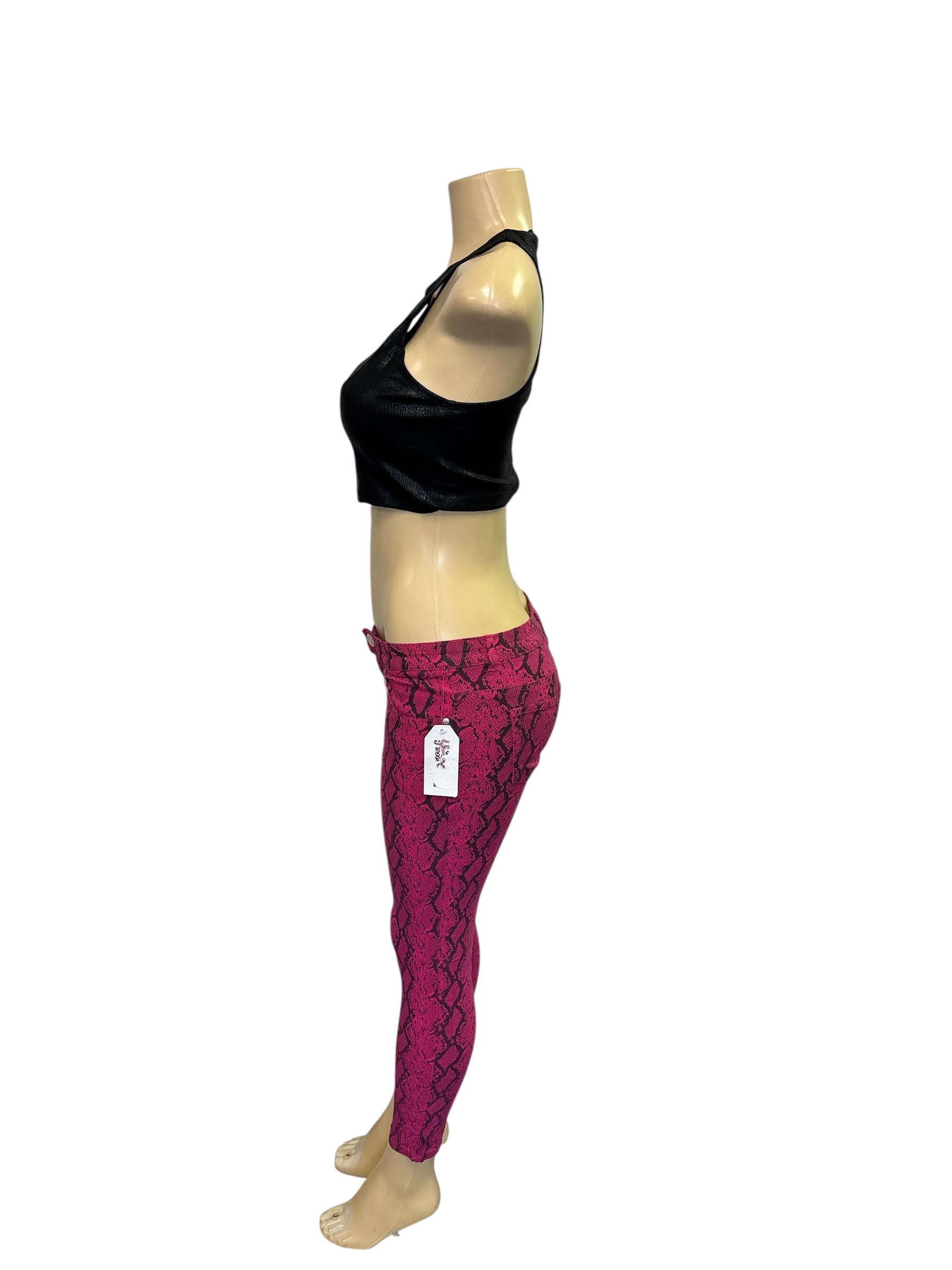 Pink and black skinny jeans