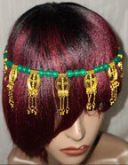 Gold & Green Beaded Headband