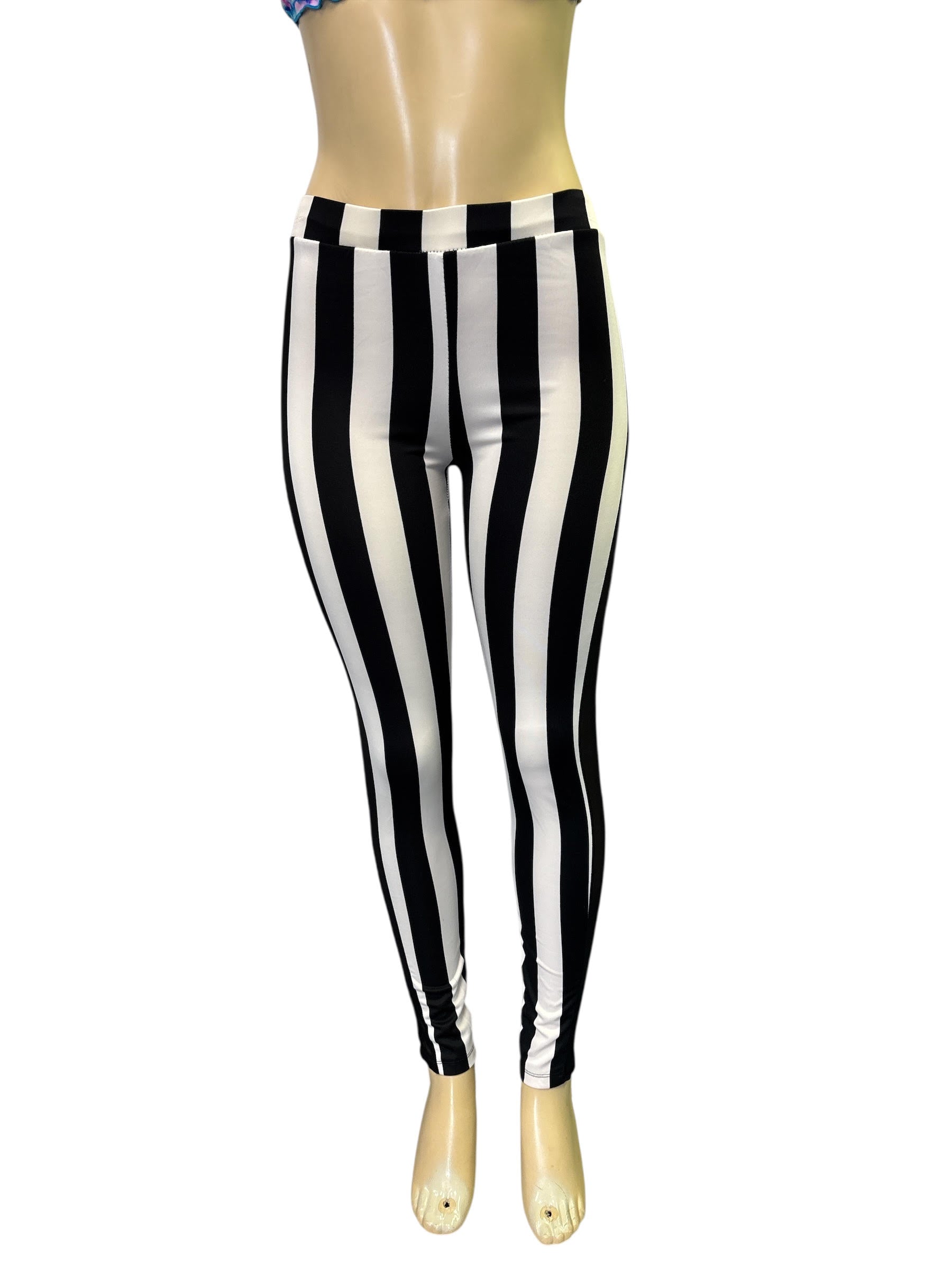 Black/White Striped Leggings