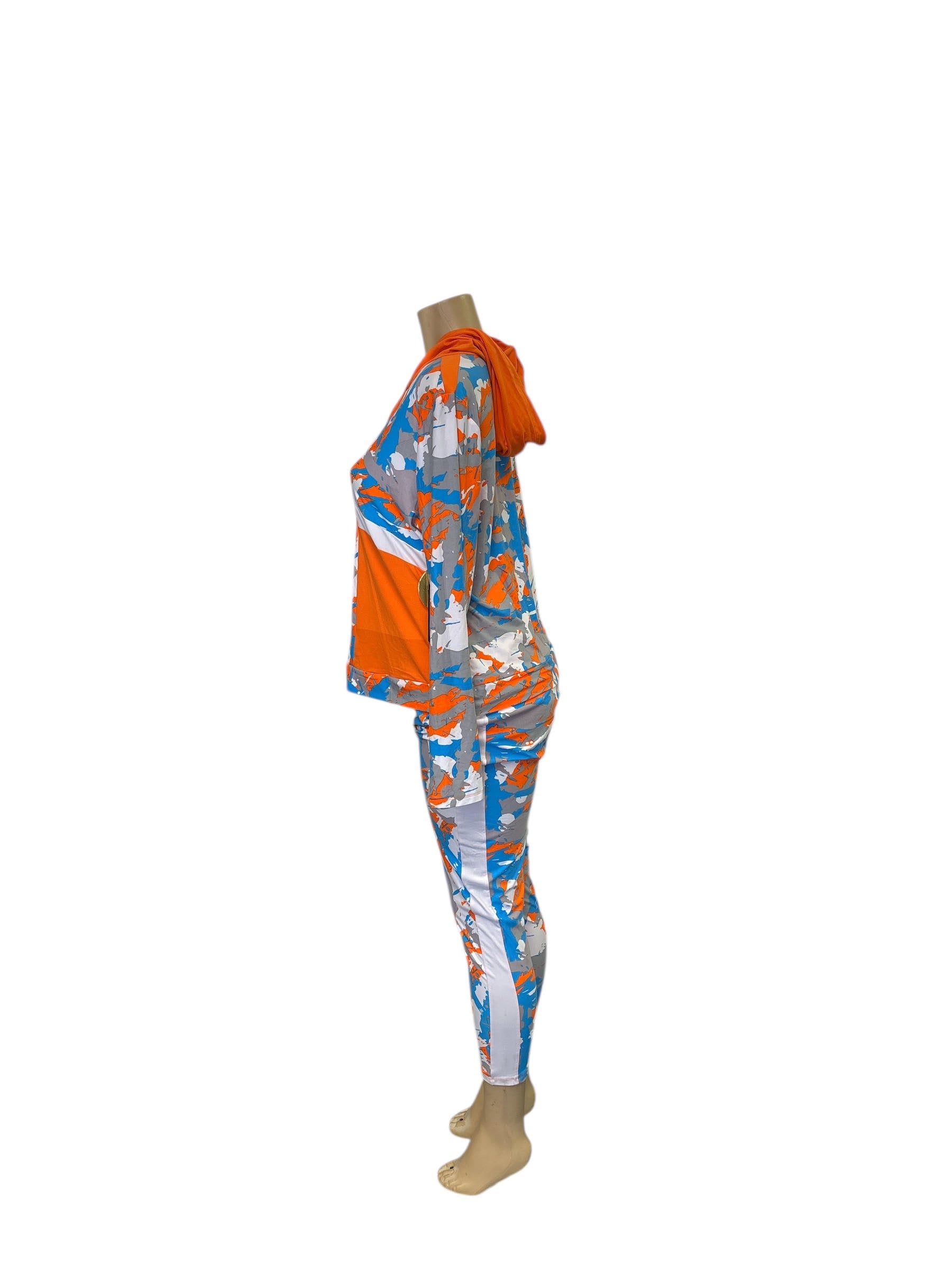 Neon Camo Contrast Hooded Tracksuit Set