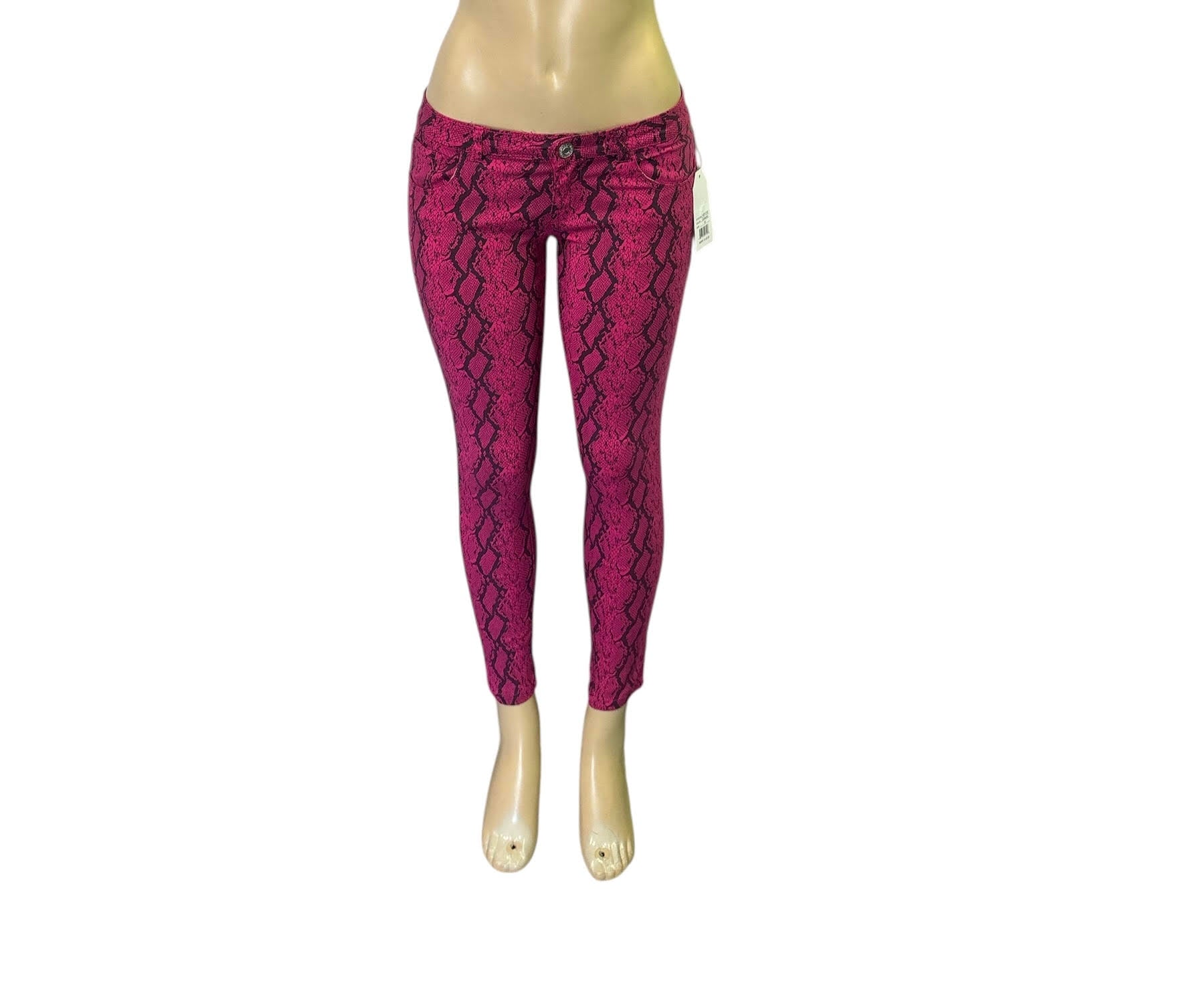 Pink and black skinny jeans