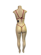 Three-Piece Passion Red Lace Lingerie Set