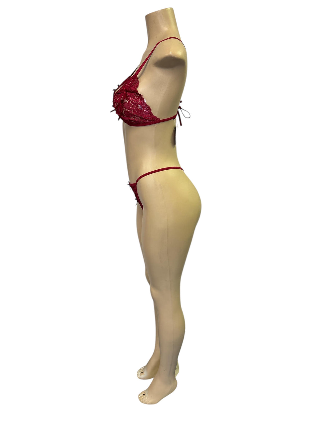 Three-Piece Passion Red Lace Lingerie Set