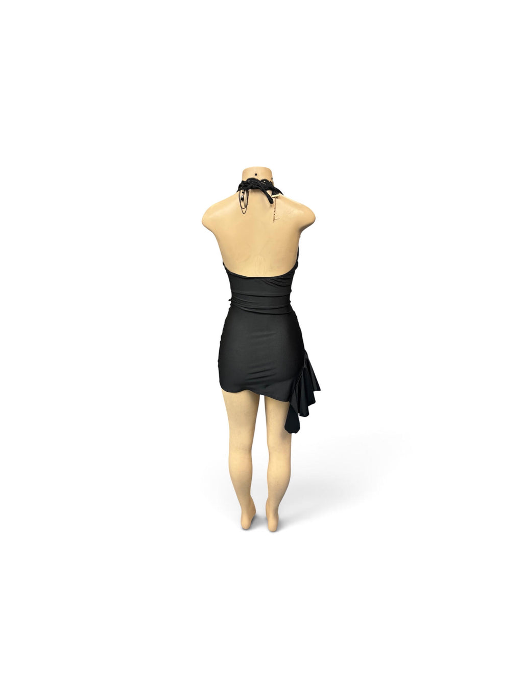Women's Black Halter Cutout Mini Dress