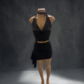 Women's Black Halter Cutout Mini Dress