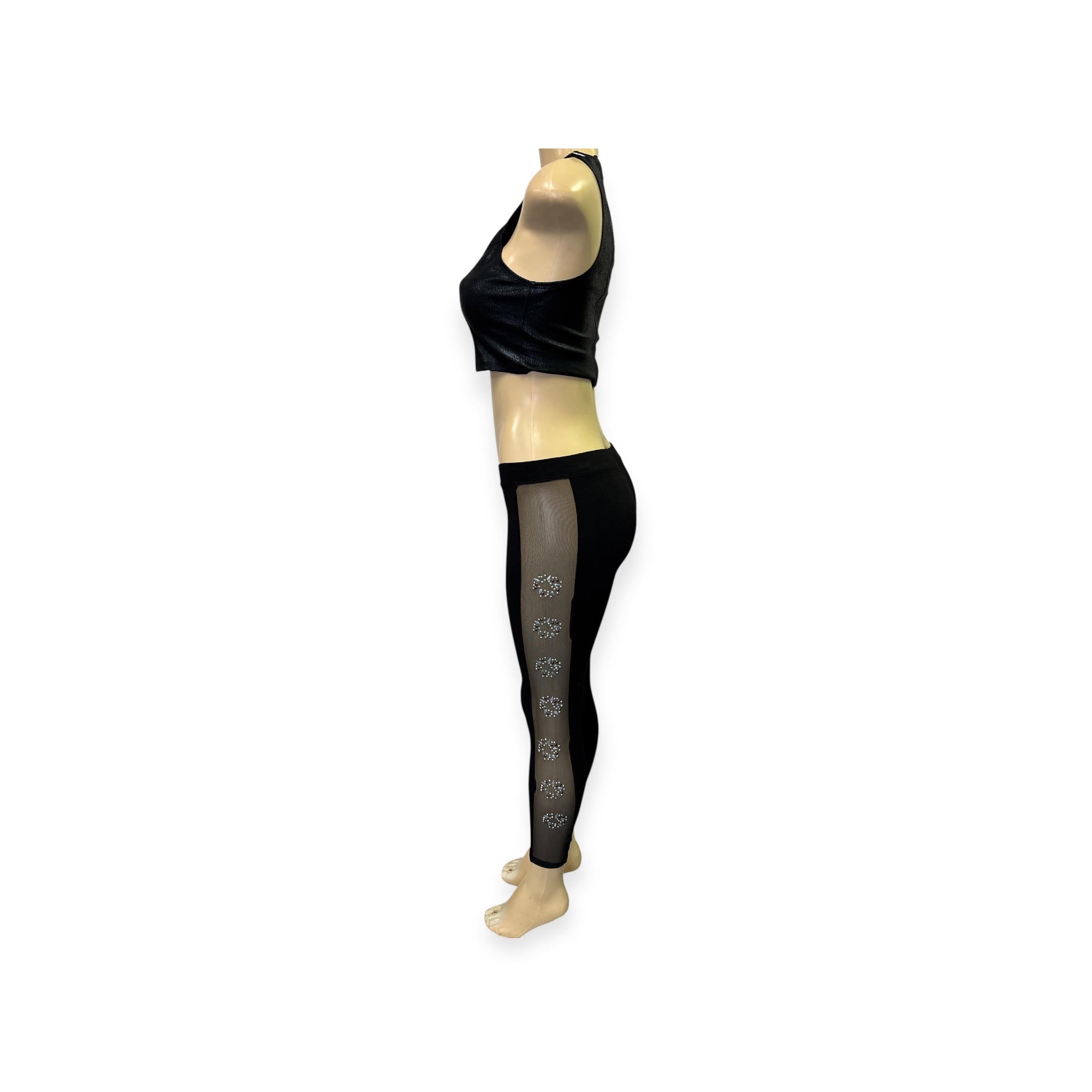 Rhinestone side stripe leggings