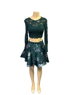 Elegant Dark Green Lace & Floral Two-Piece Set