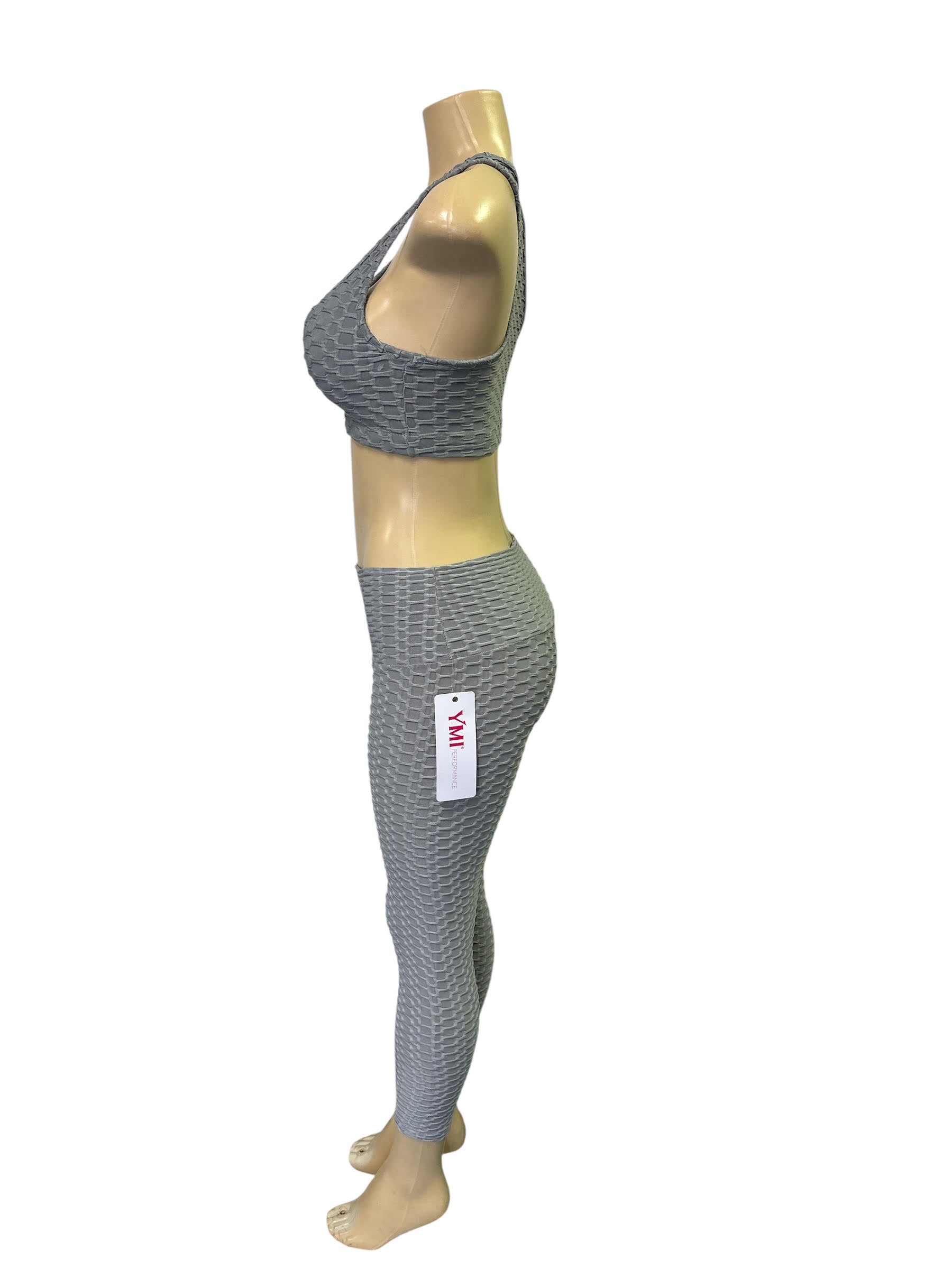 Gray Honeycomb Textured Workout Set