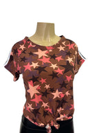 Star Print Tie-Front T-Shirt