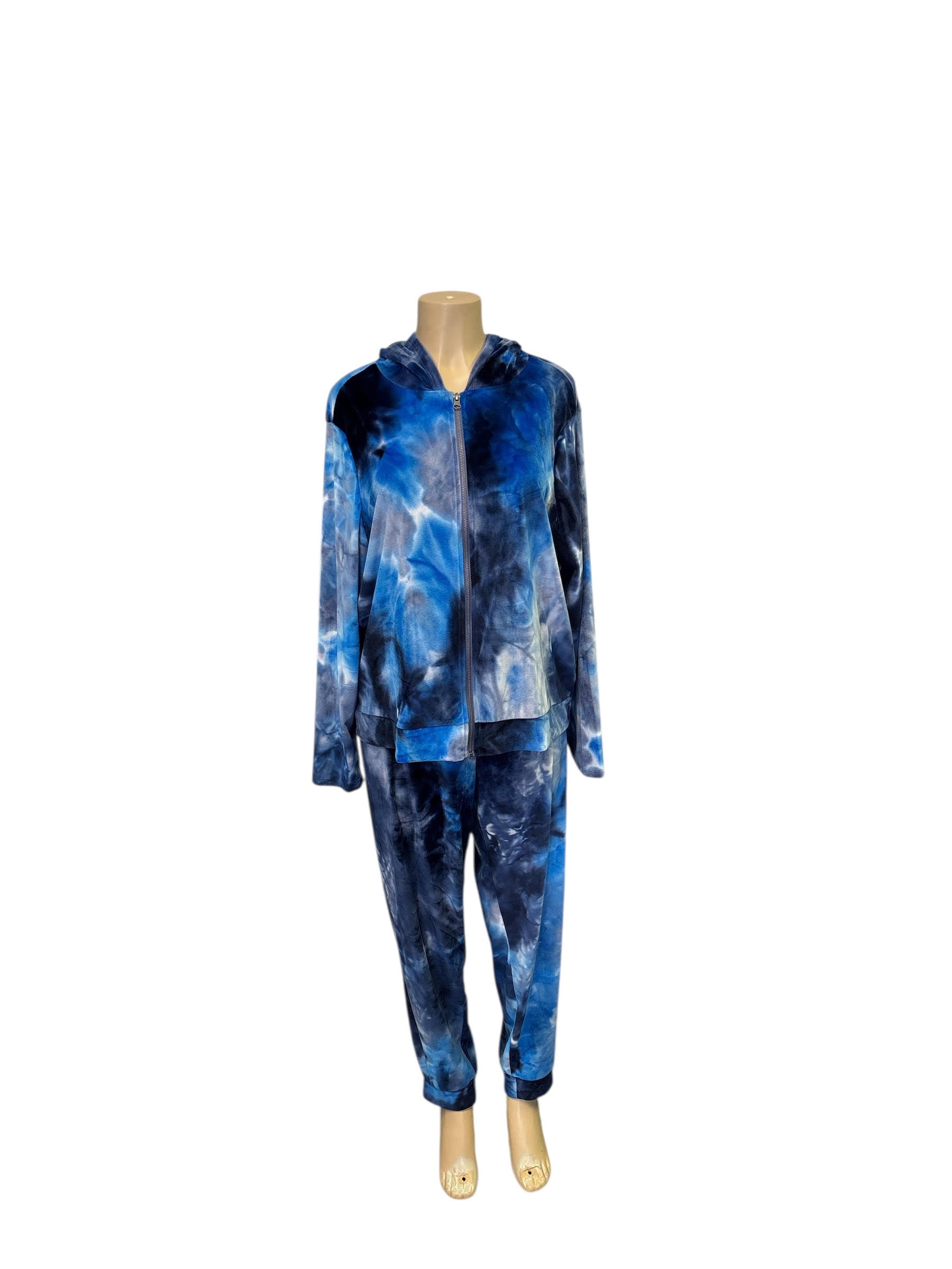 Velour Tie-Dye Zip-Up Tracksuit Set