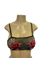 Floral Embroidered Fishnet Bralette.
