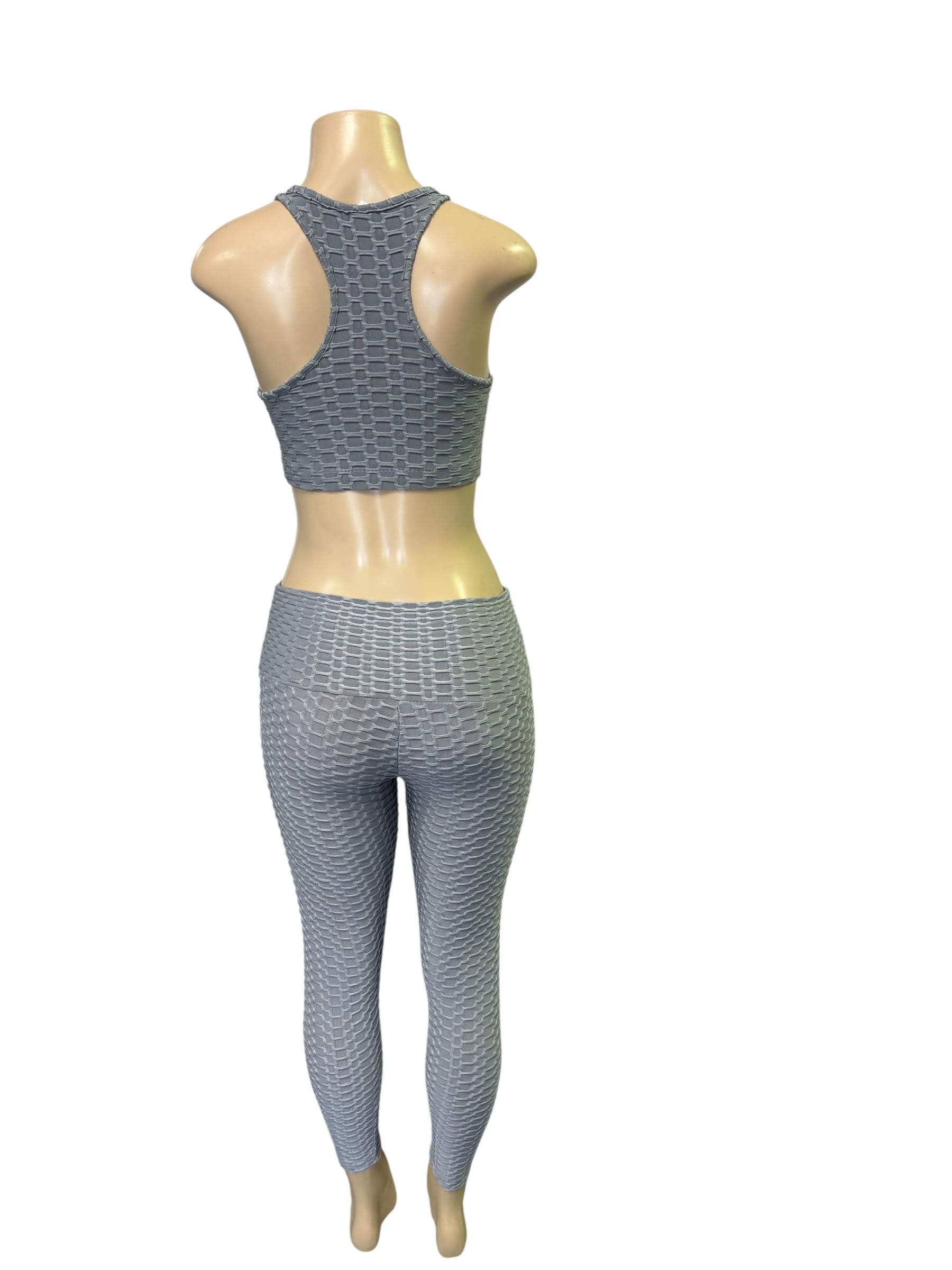 Gray Honeycomb Textured Workout Set