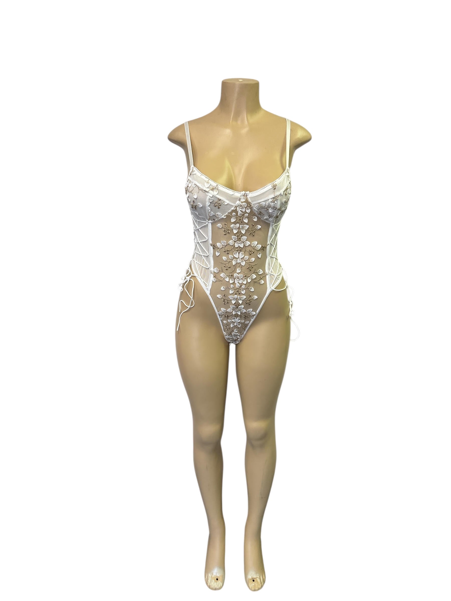 Daring Purple Lace Teddy with Tulle Skirt