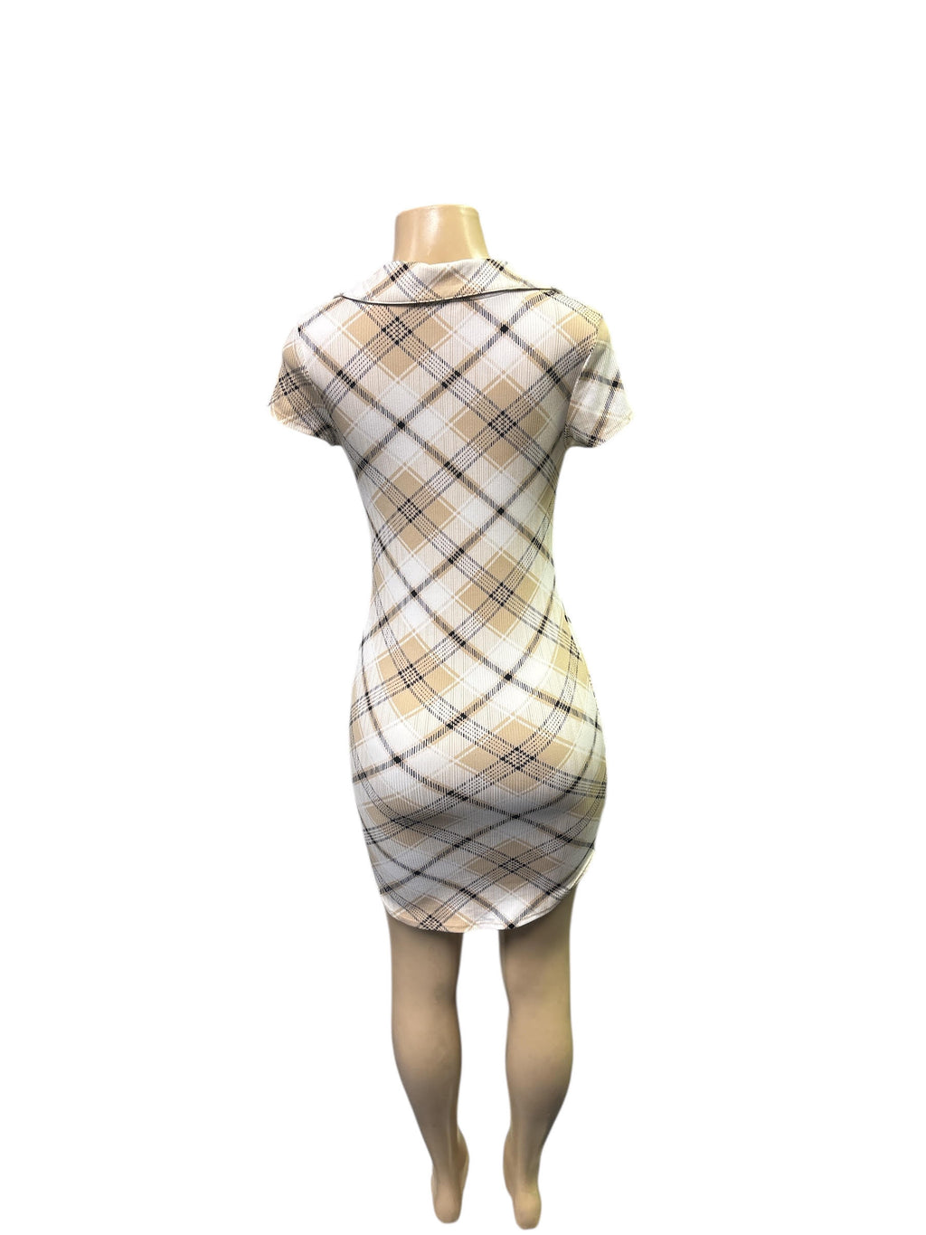 Y2K Tan Argyle Plaid Collared Mini Dress