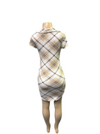 Y2K Tan Argyle Plaid Collared Mini Dress