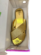 H2K women's glitter and sparkle open-toe slides.