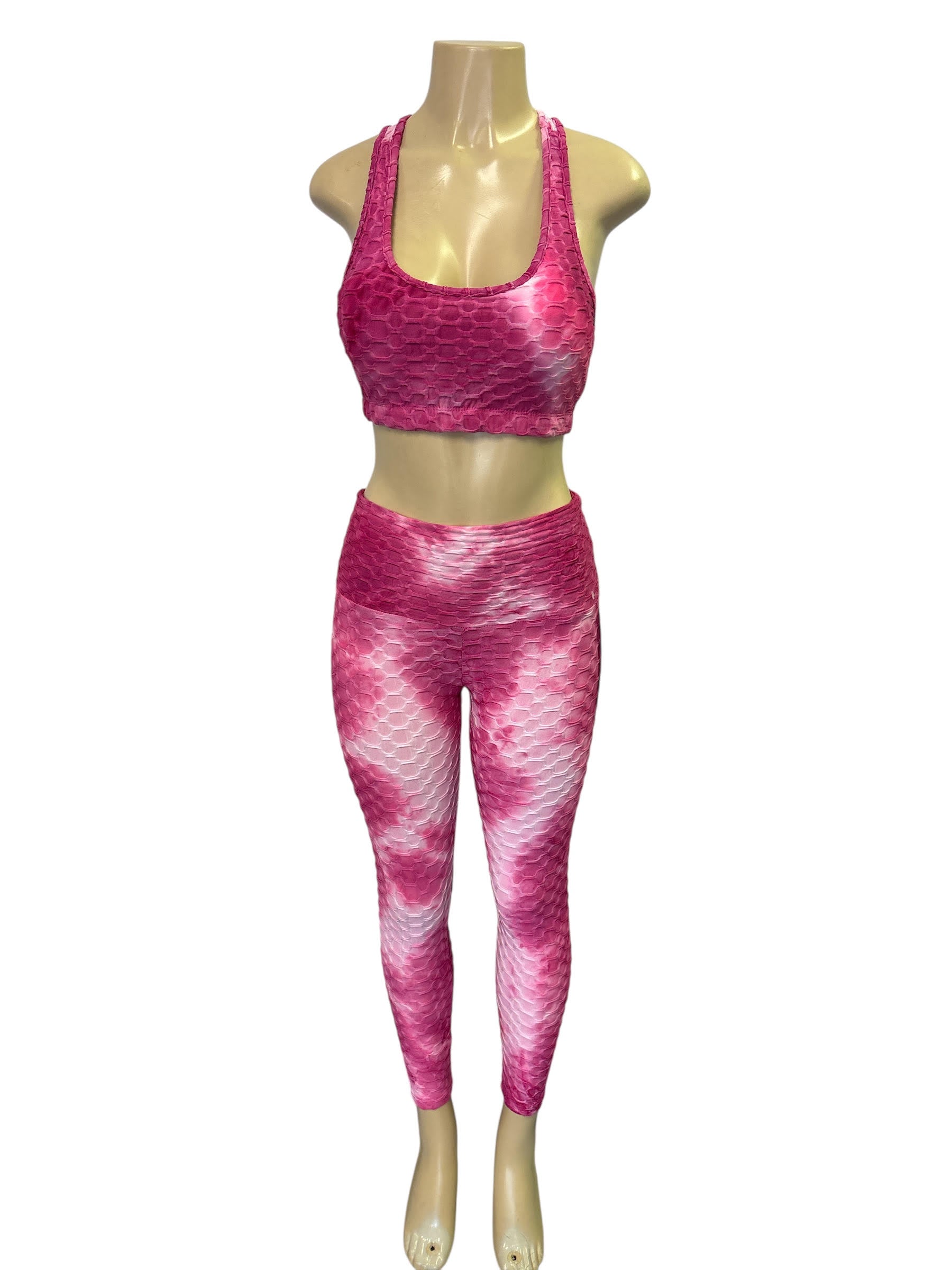 Gray Honeycomb Textured Workout Set