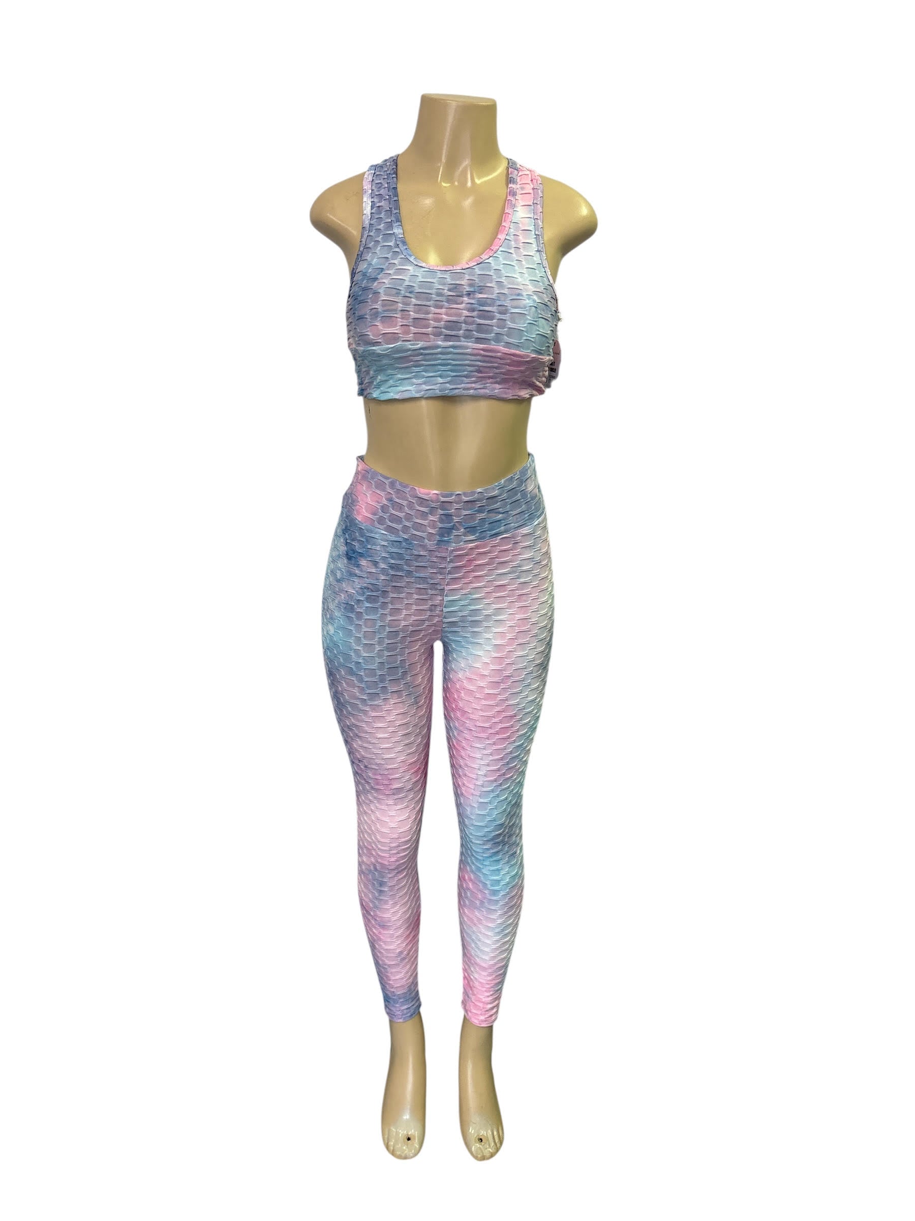 Gray Honeycomb Textured Workout Set