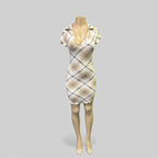Y2K Tan Argyle Plaid Collared Mini Dress