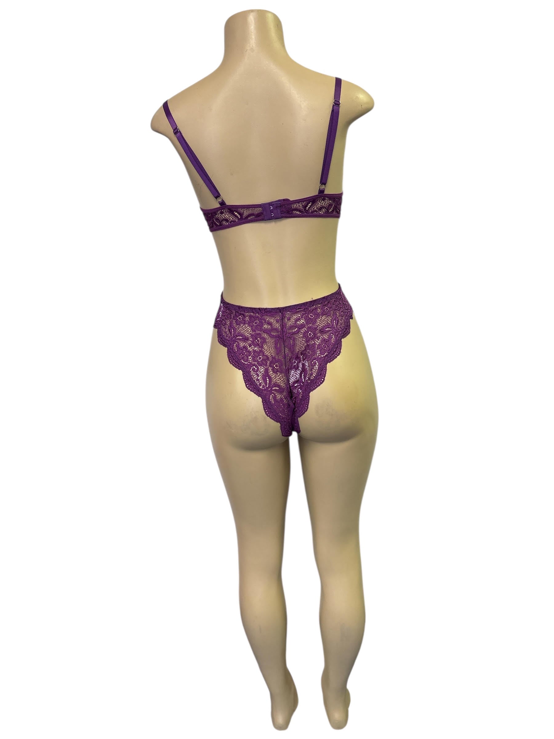 Daring Purple Lace Teddy with Tulle Skirt