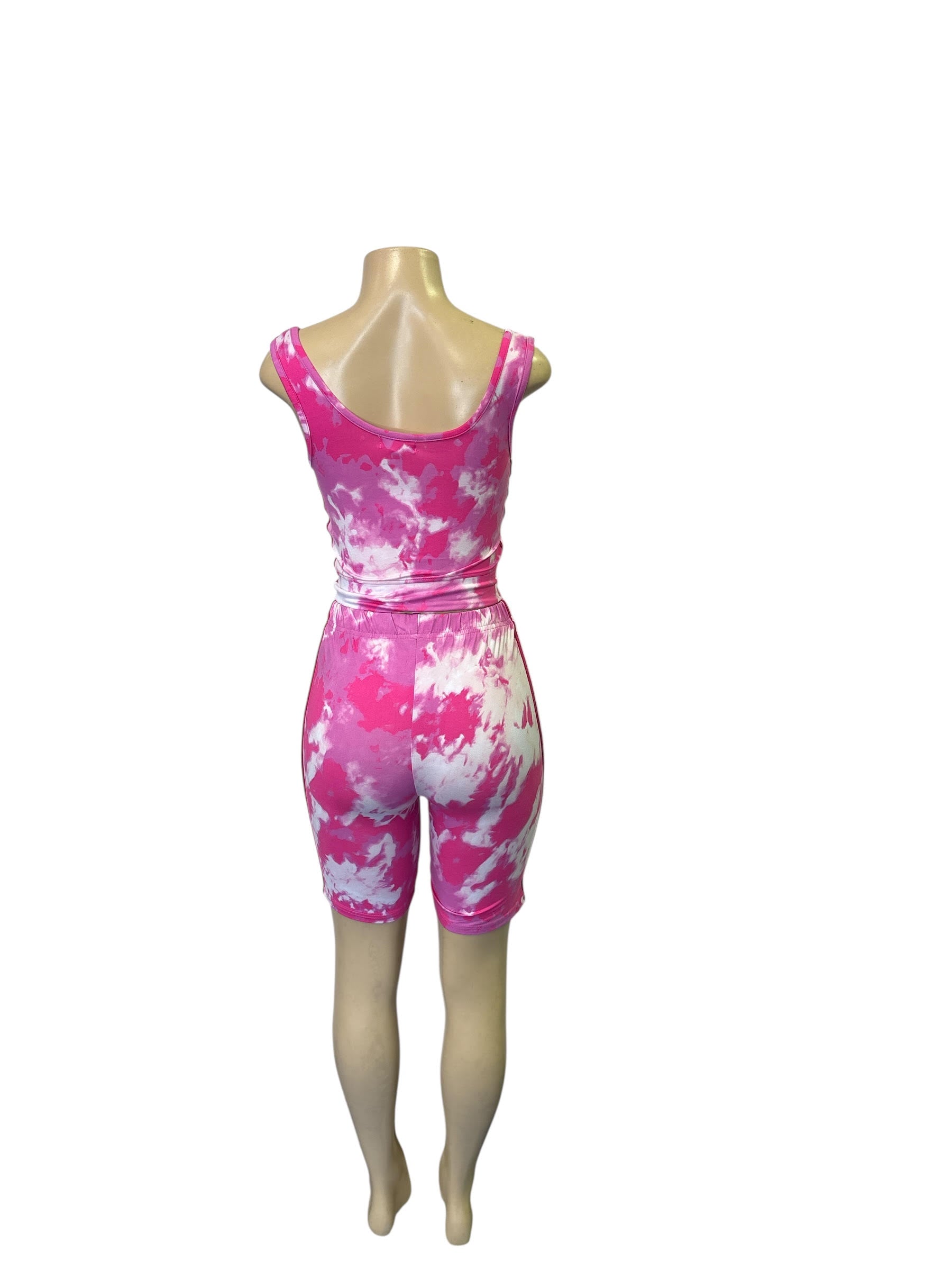 Pink and White Tie-Dye Two-Piece Set
