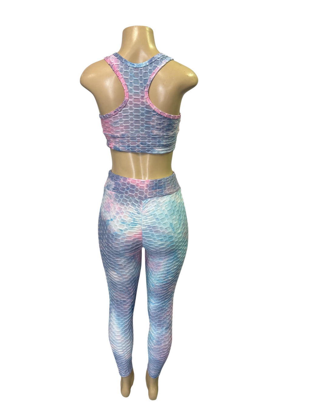 Gray Honeycomb Textured Workout Set