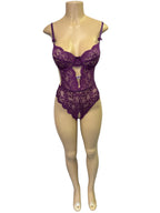 Daring Purple Lace Teddy with Tulle Skirt