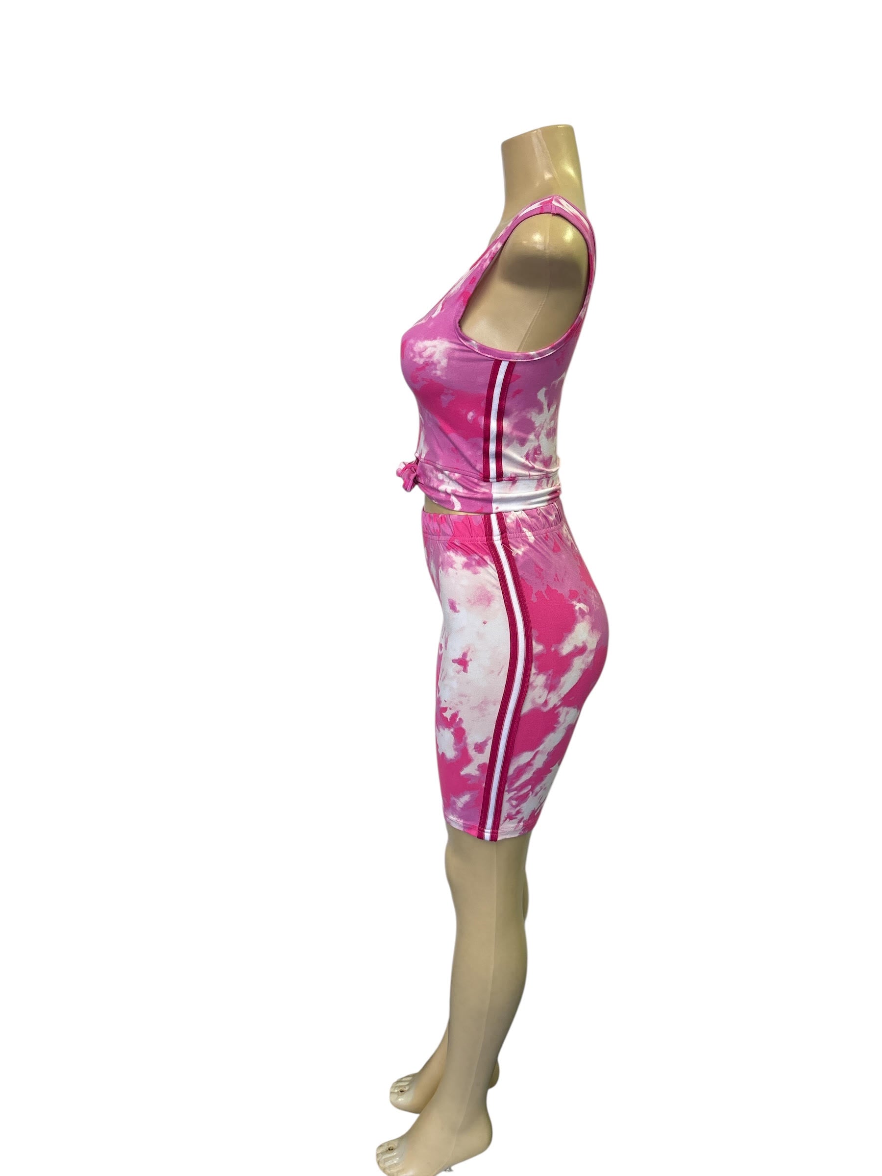 Pink and White Tie-Dye Two-Piece Set