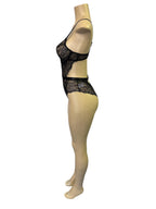 Daring Purple Lace Teddy with Tulle Skirt