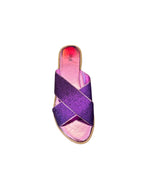 H2K women's glitter and sparkle open-toe slides.