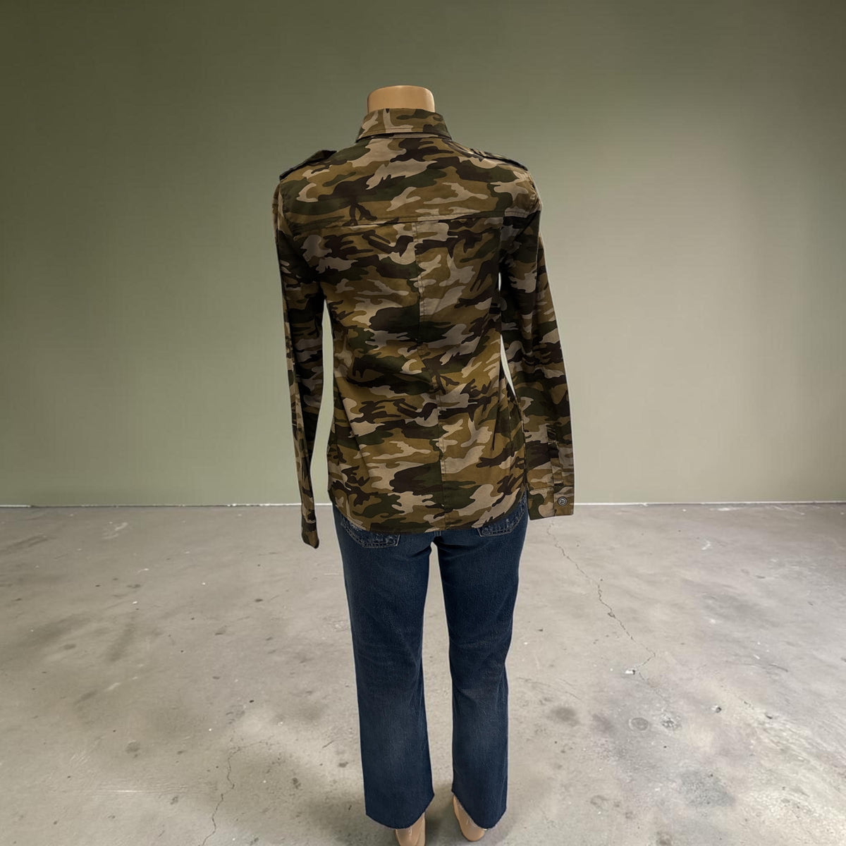 Women's Rhinestone Embellished Camo Button-Down Jacket