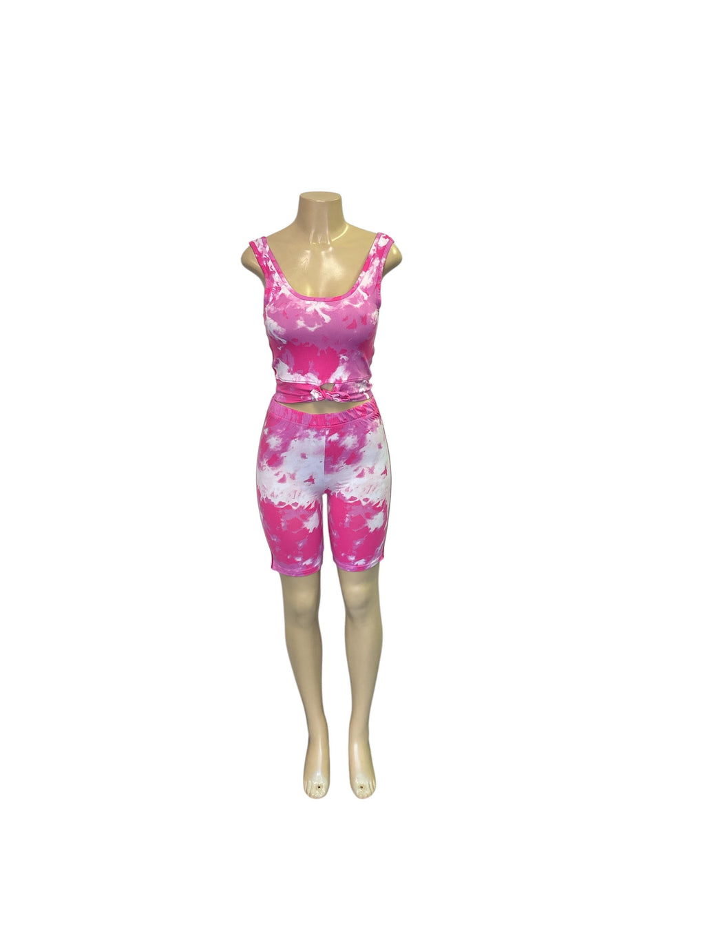 Pink and White Tie-Dye Two-Piece Set