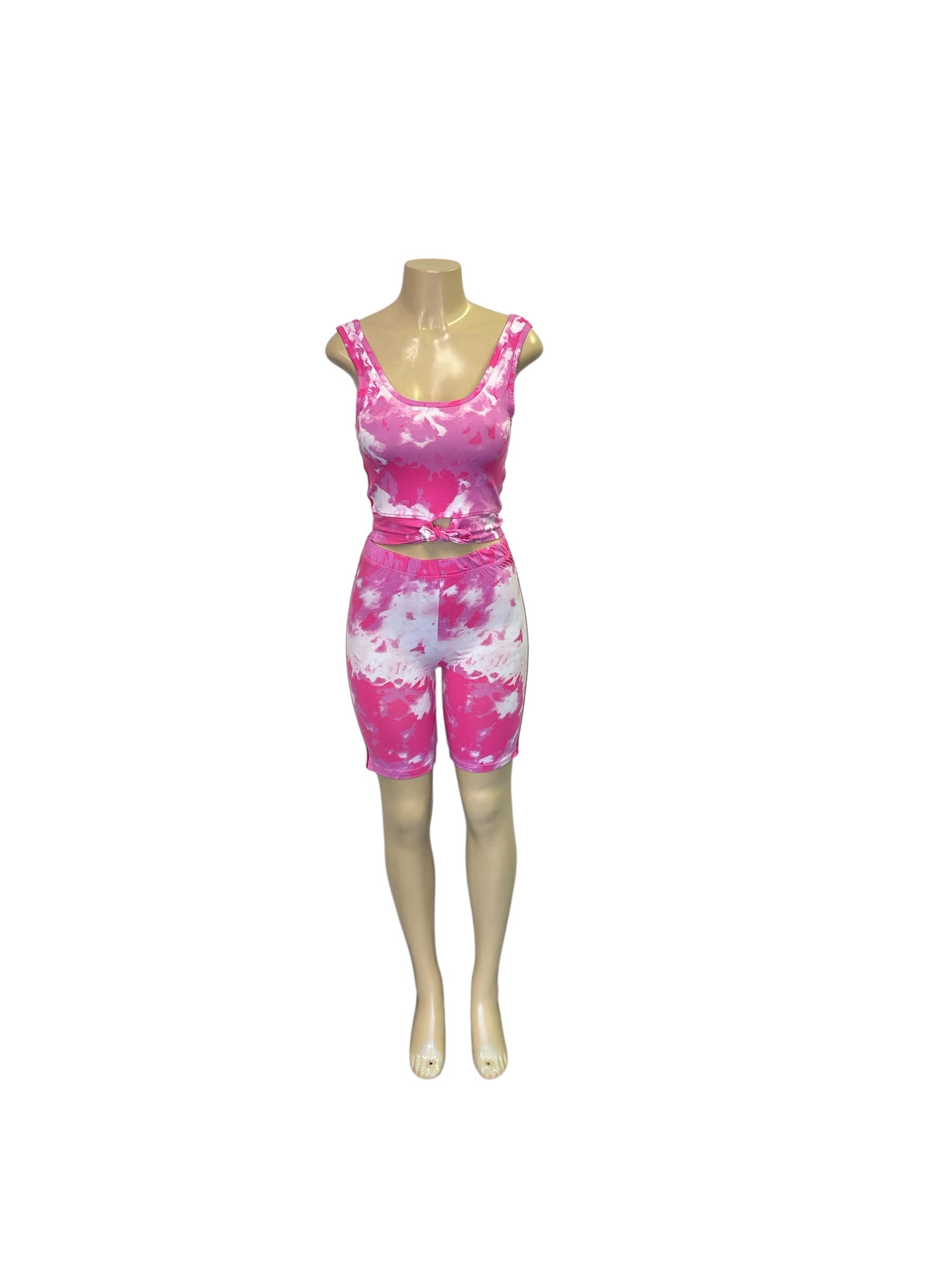 Pink and White Tie-Dye Two-Piece Set