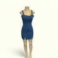 denim mini dress.