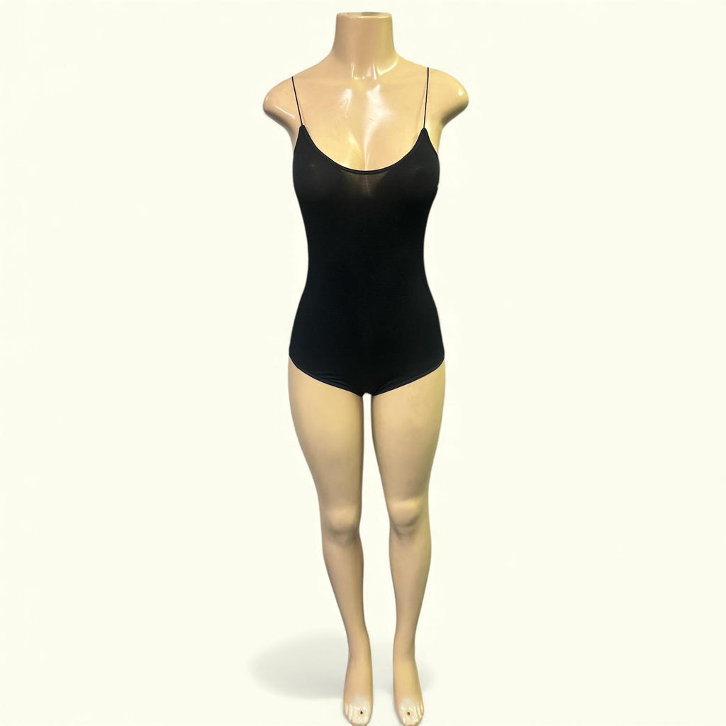 Essential Black Spaghetti Strap Bodysuit