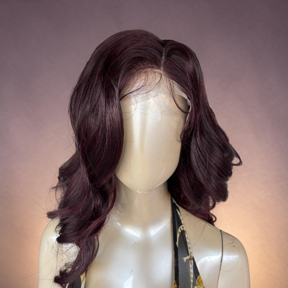 Burgundy Wine Red Body Wave Swiss Lace Front Wig | Long Wavy Synthetic Wig