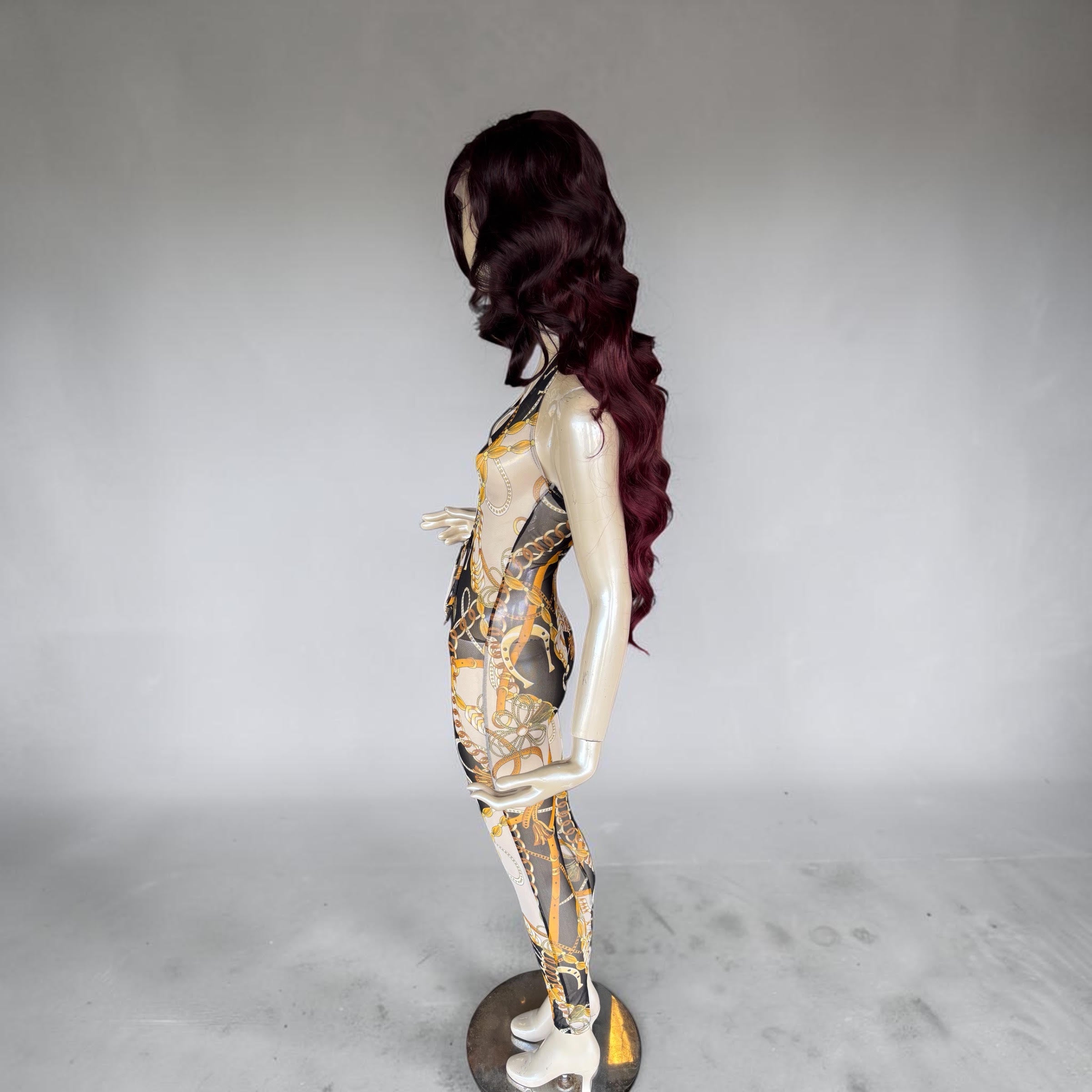 Burgundy Wine Red Body Wave Swiss Lace Front Wig | Long Wavy Synthetic Wig
