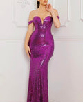 Sequin Off the Shoulder Maxi Dress