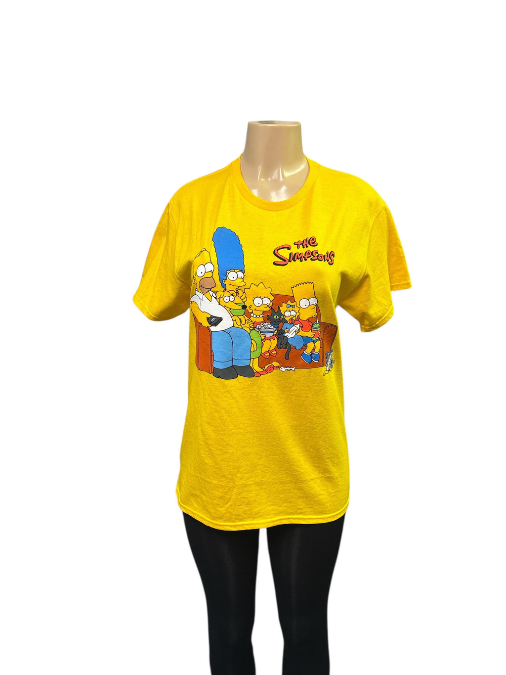 Yellow "The Simpsons" Graphic T-Shirt and the Pink Faux Fur Belt Bag.