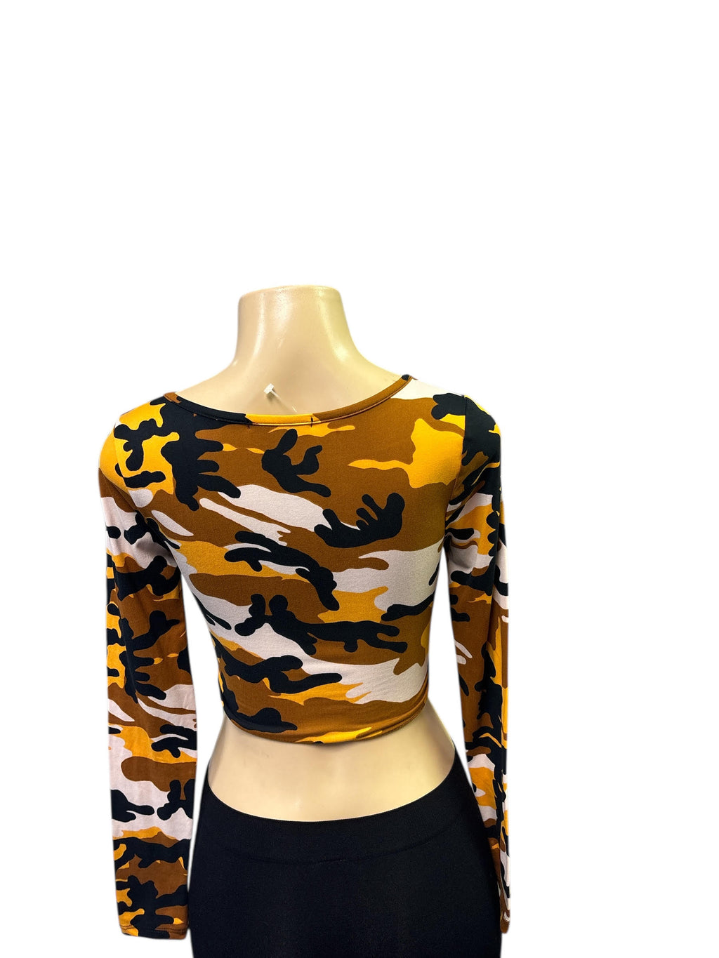 Bold Camouflage Ruched Drawstring Crop Top