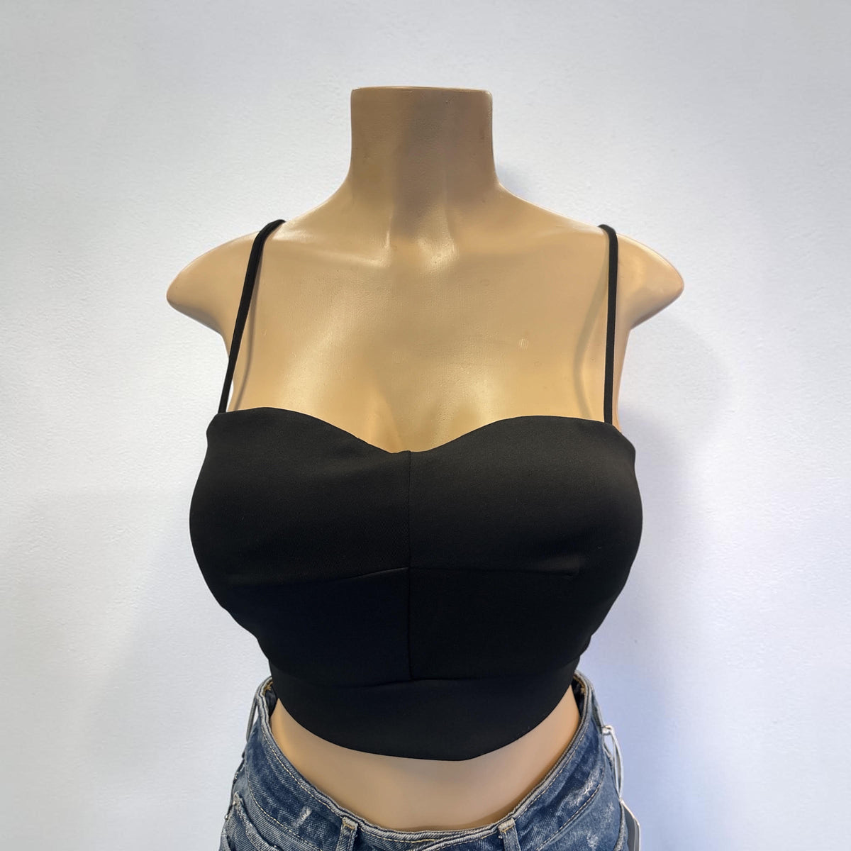 Black Sweetheart Bustier Crop Top